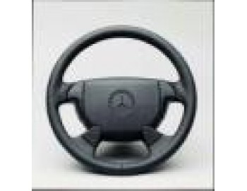 Leather steering wheel in R 129 design from 09/95 for car with driver airbag, diameter 390 mm, Steering wheels (wood/leather)